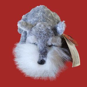 Russ Berrie Gin Schnauzer Puppy Dog Plush Stuffed Animal Gray White with Tags 8"